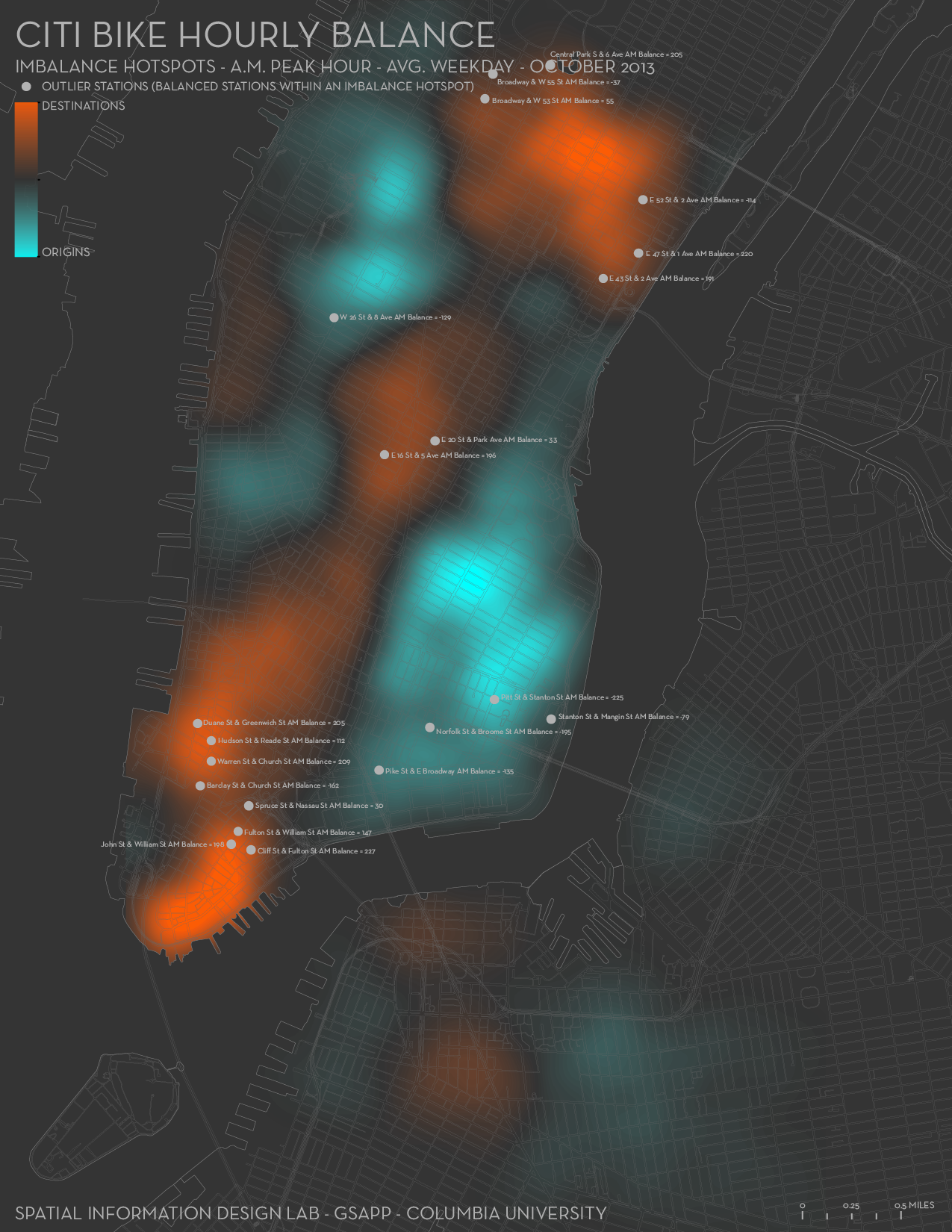 Citi Bike Hourly Balance - Imbalance Hotspots AM