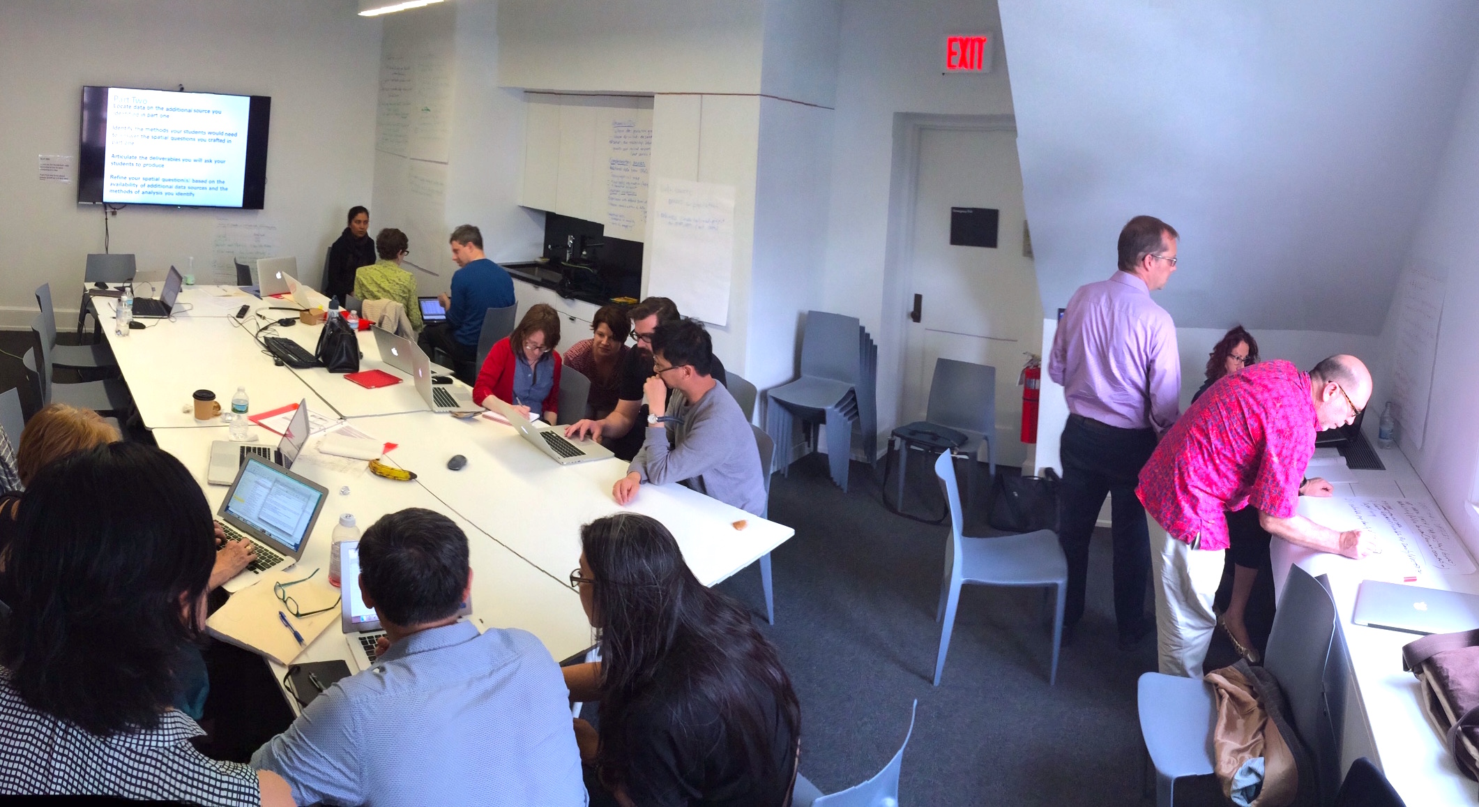 Above: faculty participants collaboratively developing mapping-based assignments during the Summer 2016 Mapping for the Urban Humanities course.