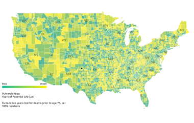 New COVID-19 cases in the past 14 days by county, percentile ranked within states