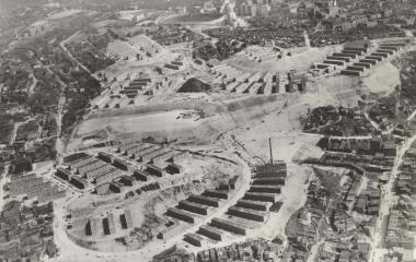 Aerial view of Terrace Village under construction, ca 1940