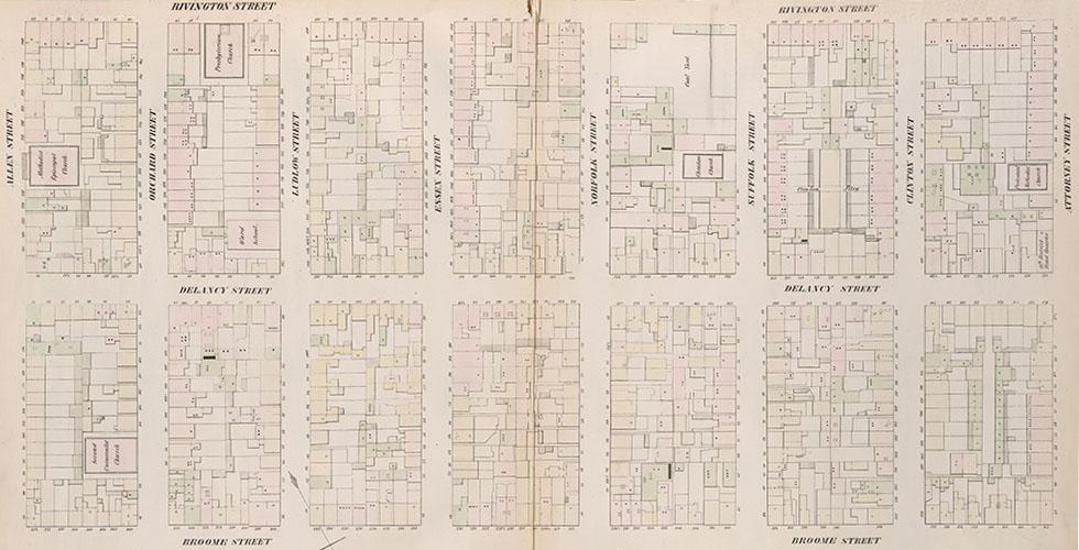 A few blocks on the Lower East Side as documented in William Perris’ 1852 Maps of the City of New York. (Source: New York Public Library)