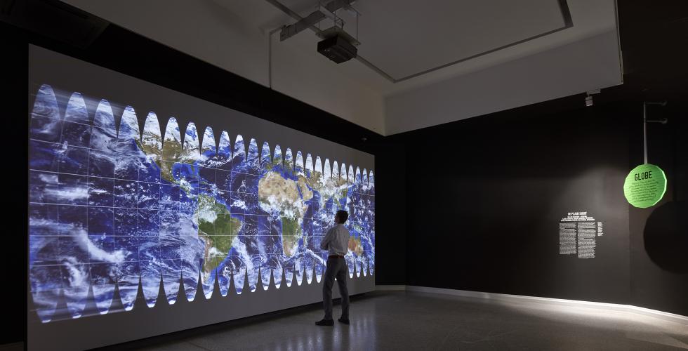 In Plain Sight by Diller Scofidio + Renfro, Laura Kurgan, Robert Gerard Pietrusko with Columbia Center for Spatial Research at the 2018 U.S. Pavilion. Photo © Tom Harris. Courtesy of the School of the Art Institute of Chicago and the University of Chicago.