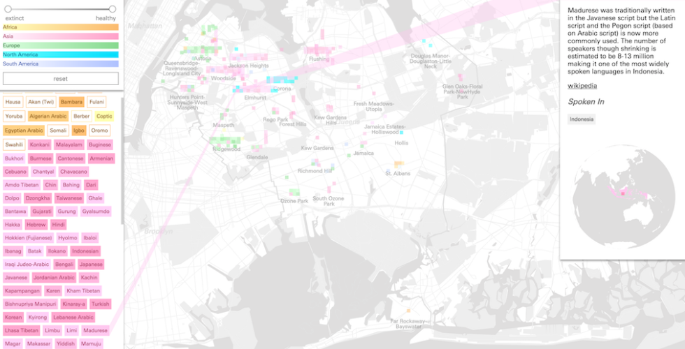 Beyond the Census: Languages of Queens map