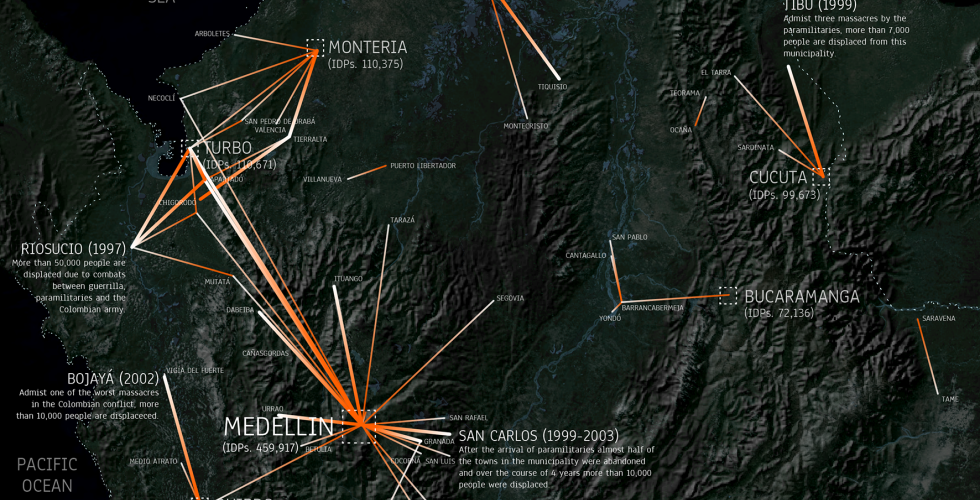 Map of Displacement Lines Zoom In