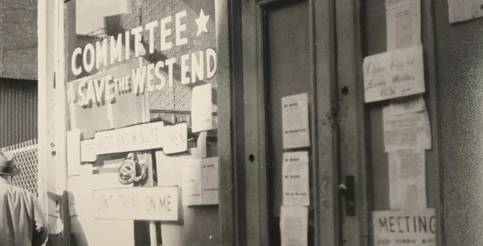 Photograph of the West End by Herbert Gans, c. 1957. Herbert Gans papers, 1944–2004, Columbia University Rare Book & Manuscript Library.