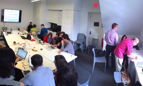 Above: faculty participants collaboratively developing mapping-based assignments during the Summer 2016 Mapping for the Urban Humanities course.