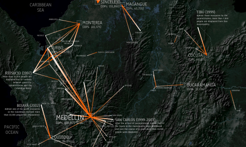 Map of Displacement Lines Zoom In