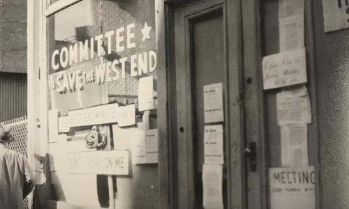 Photograph of the West End by Herbert Gans, c. 1957. Herbert Gans papers, 1944–2004, Columbia University Rare Book & Manuscript Library.